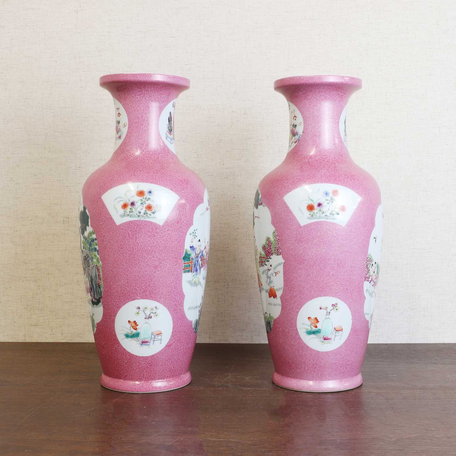 A pair of Chinese famille rose vases, - Image 5 of 9