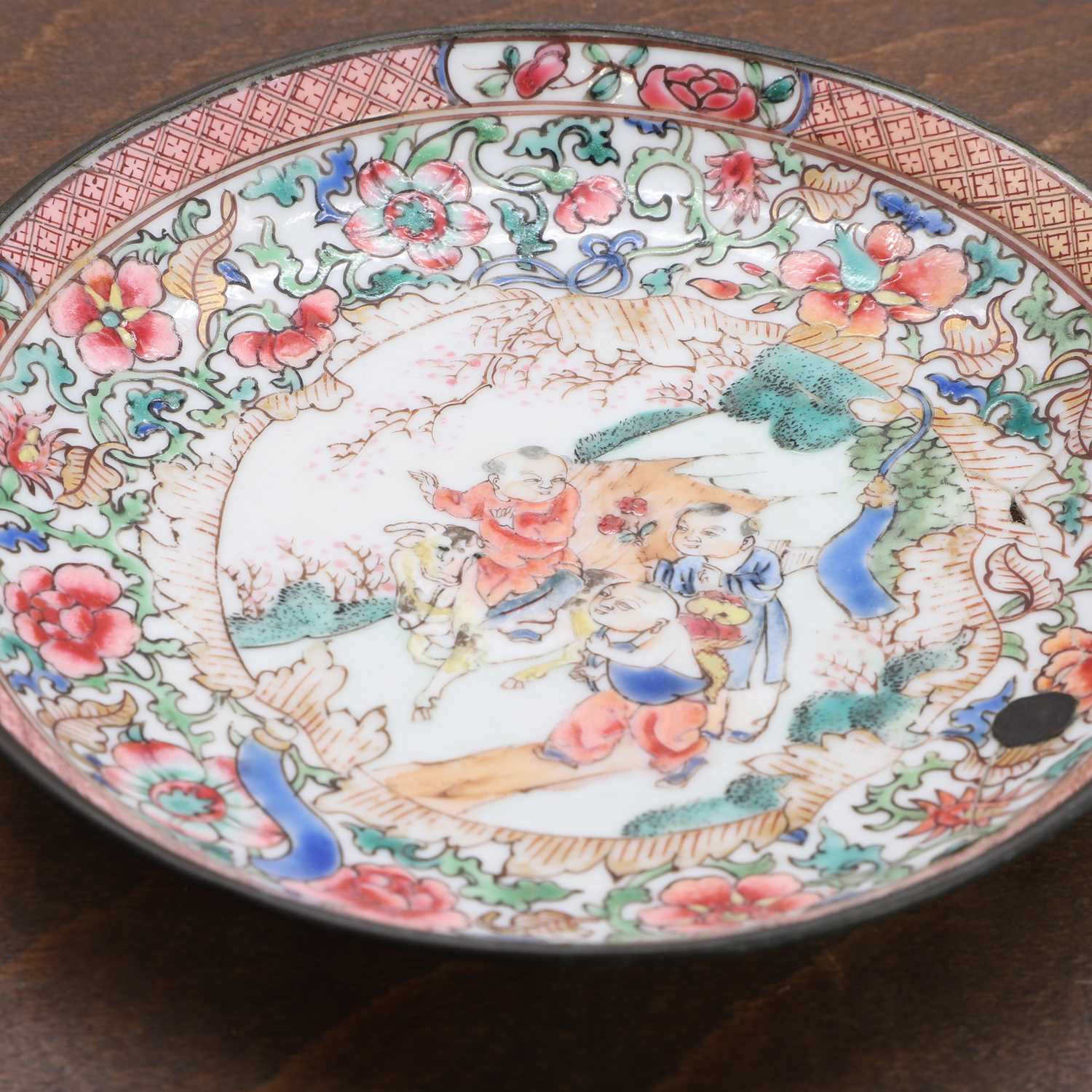 A Chinese export famille rose cup and saucer, - Image 8 of 8