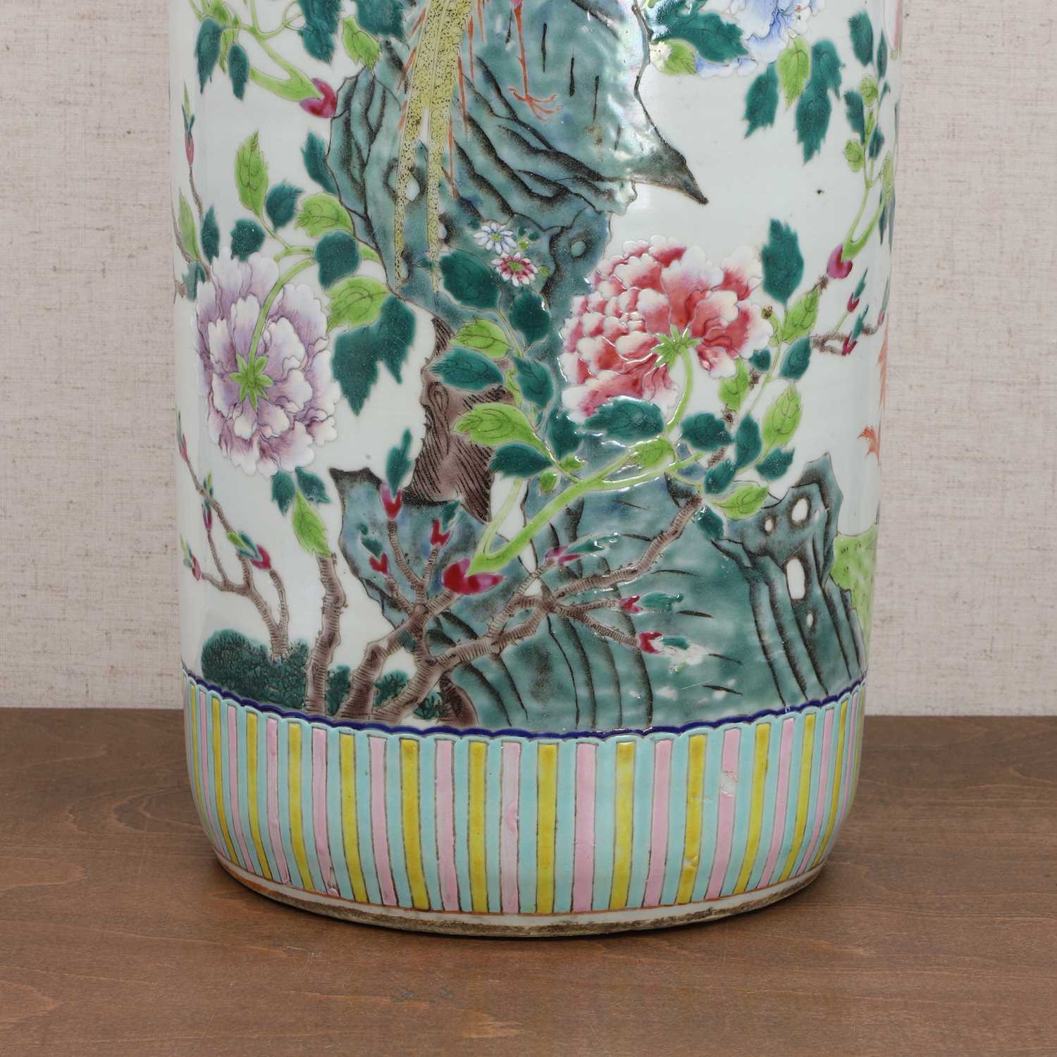 A Chinese famille rose umbrella stand, - Image 6 of 8