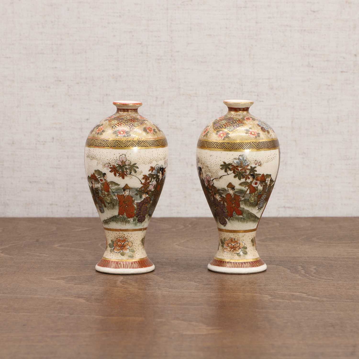 A pair of Japanese Satsuma ware vases,