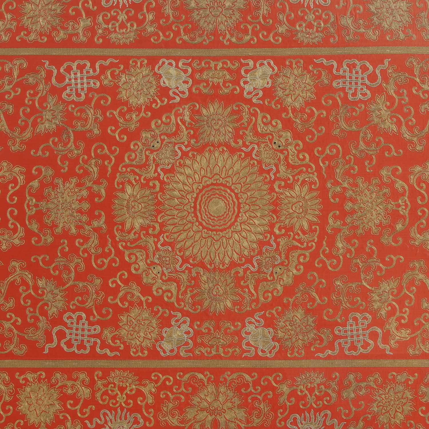 A Chinese embroidered kang cover, - Image 3 of 3