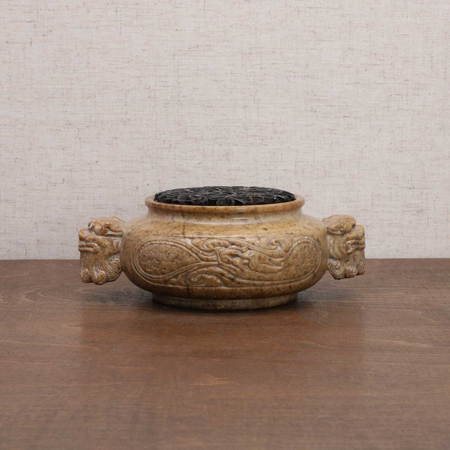 A Chinese soapstone incense burner, - Image 3 of 9