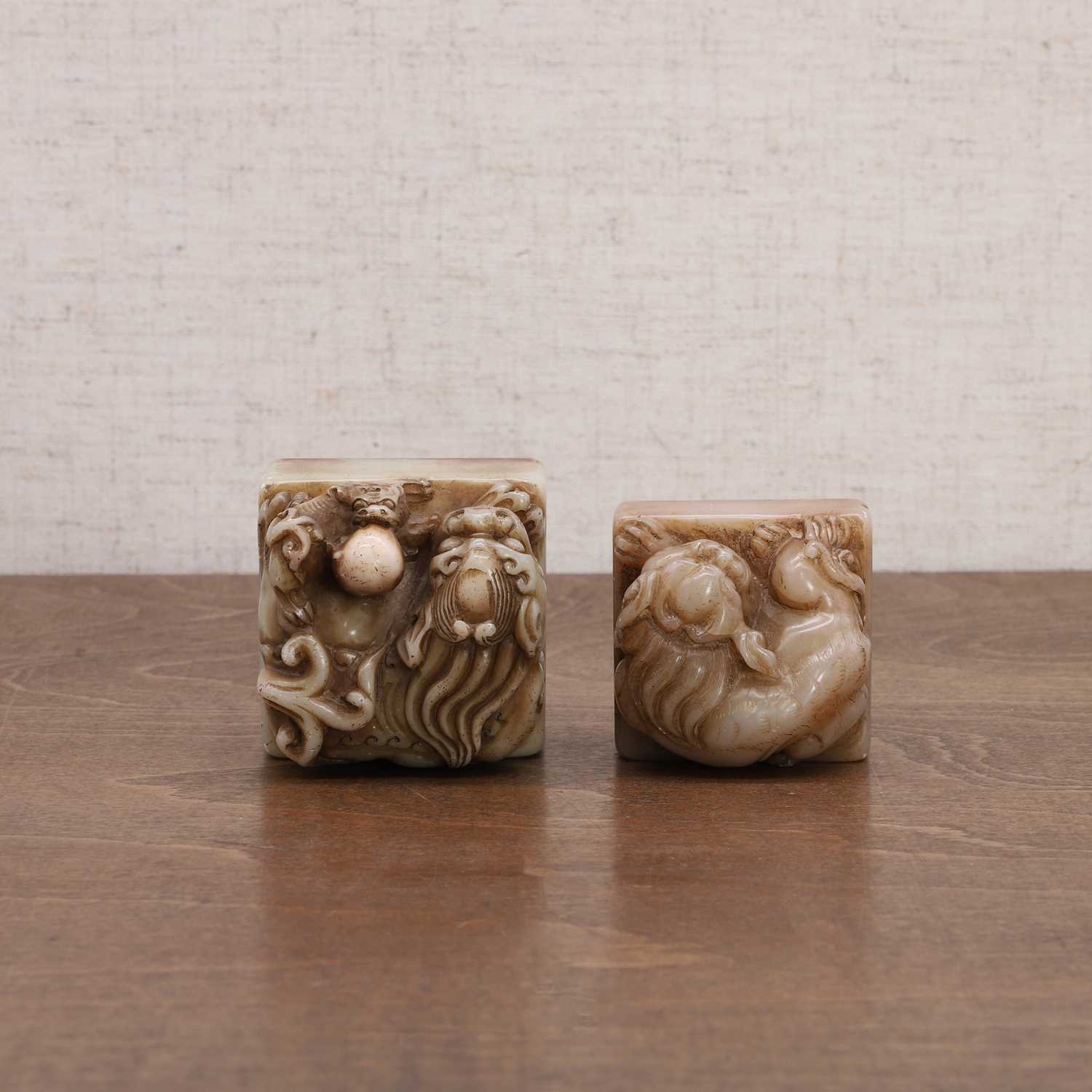 Two Chinese soapstone seals, - Image 3 of 8
