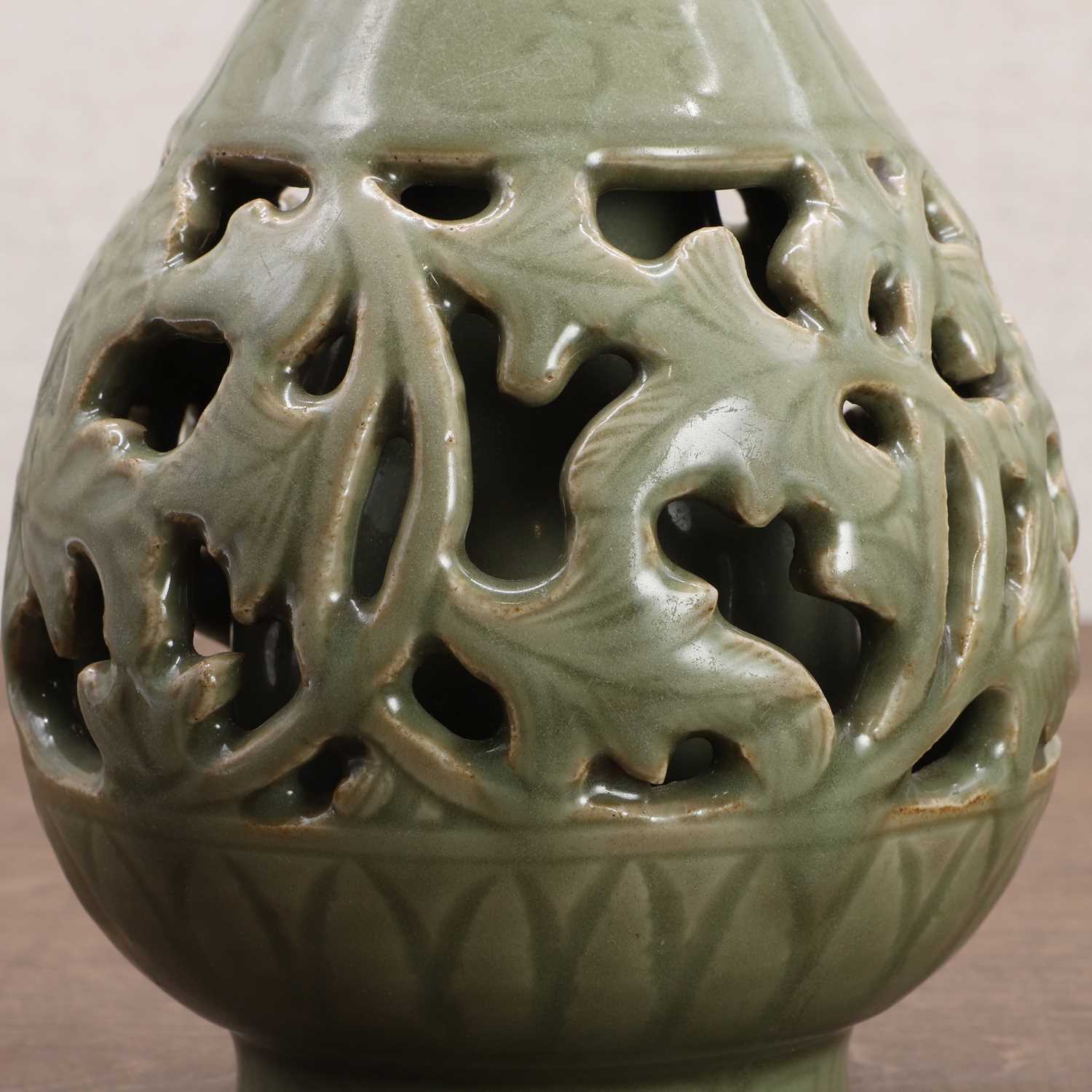 A Chinese reticulated Longquan yuhuchun vase, - Image 9 of 11