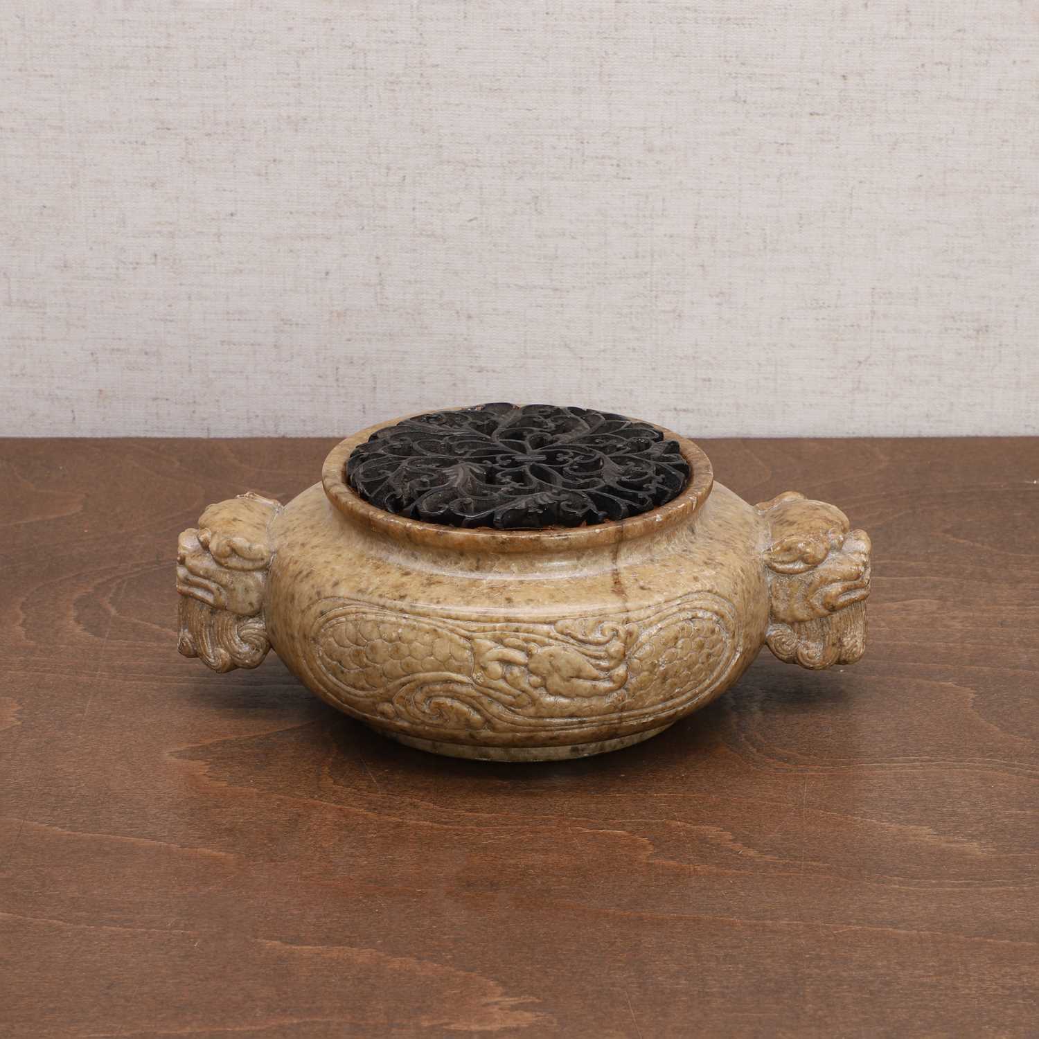 A Chinese soapstone incense burner, - Image 5 of 9