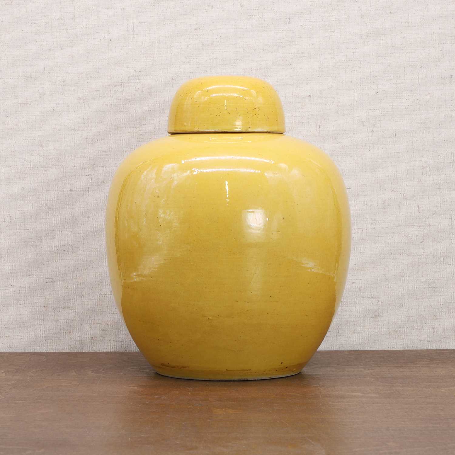 A Chinese yellow-glazed jar and cover,