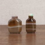 Two Chinese agate snuff bottles,