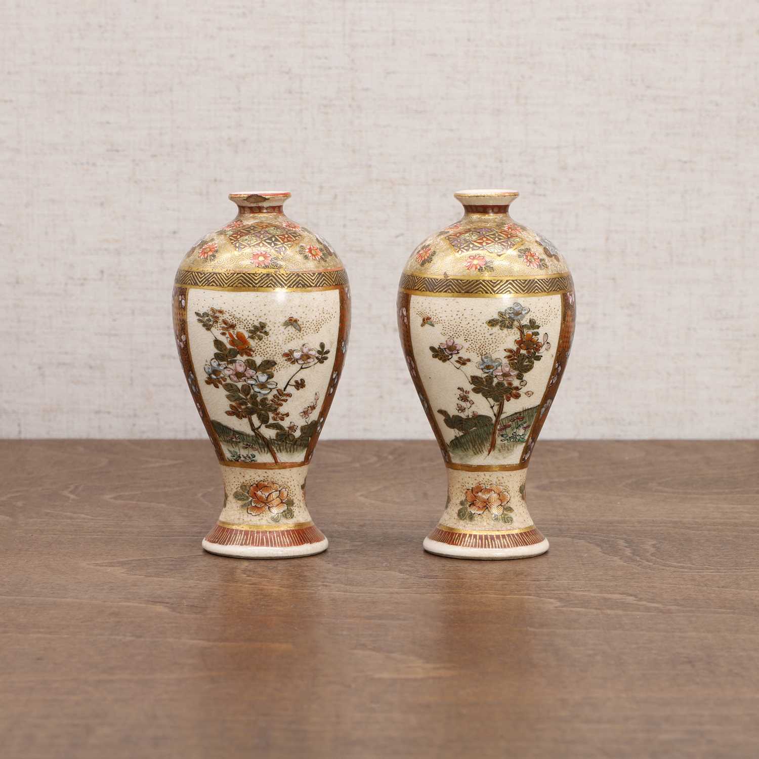 A pair of Japanese Satsuma ware vases, - Image 2 of 9