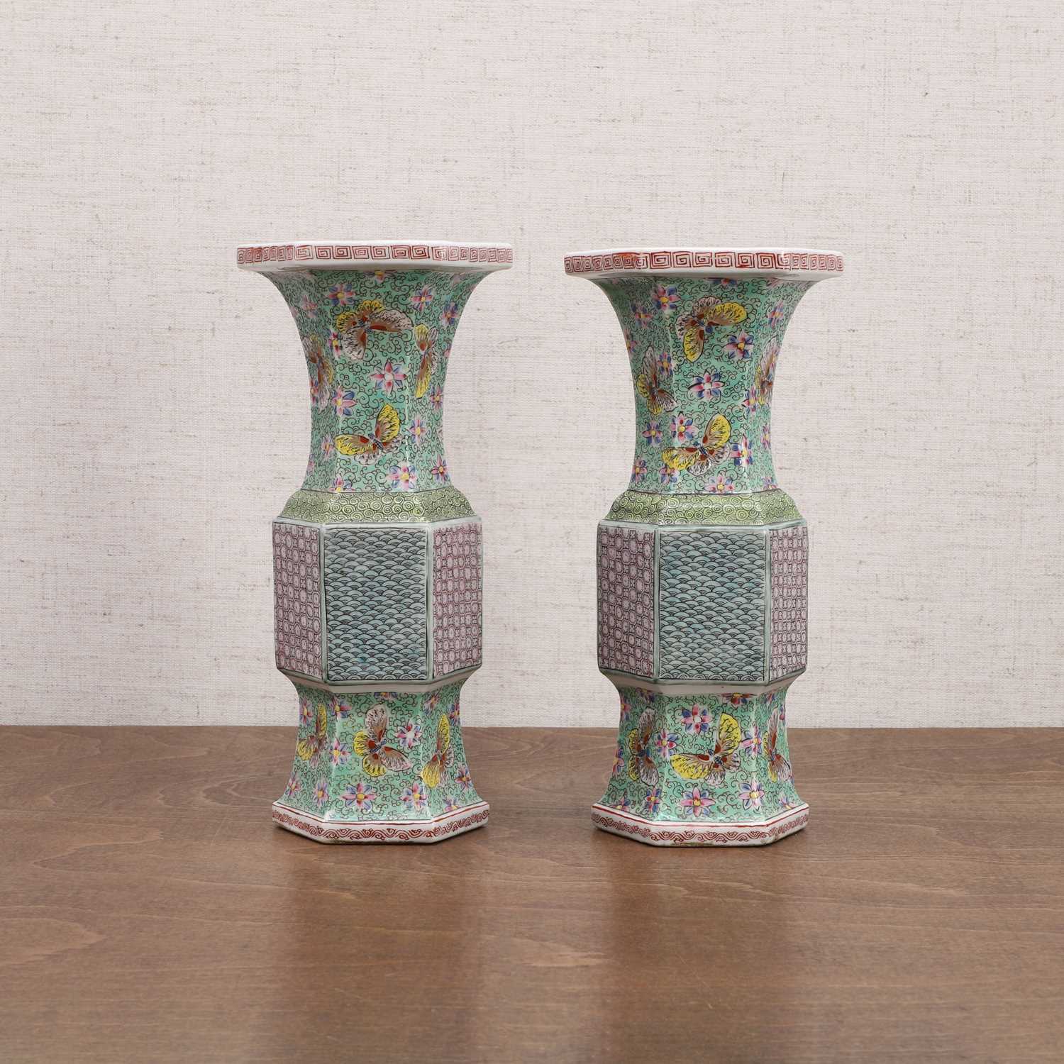 A pair of Chinese famille rose vases, - Image 8 of 11