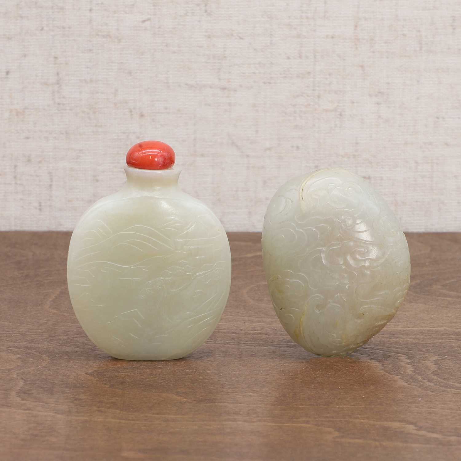Two Chinese jade snuff bottles,