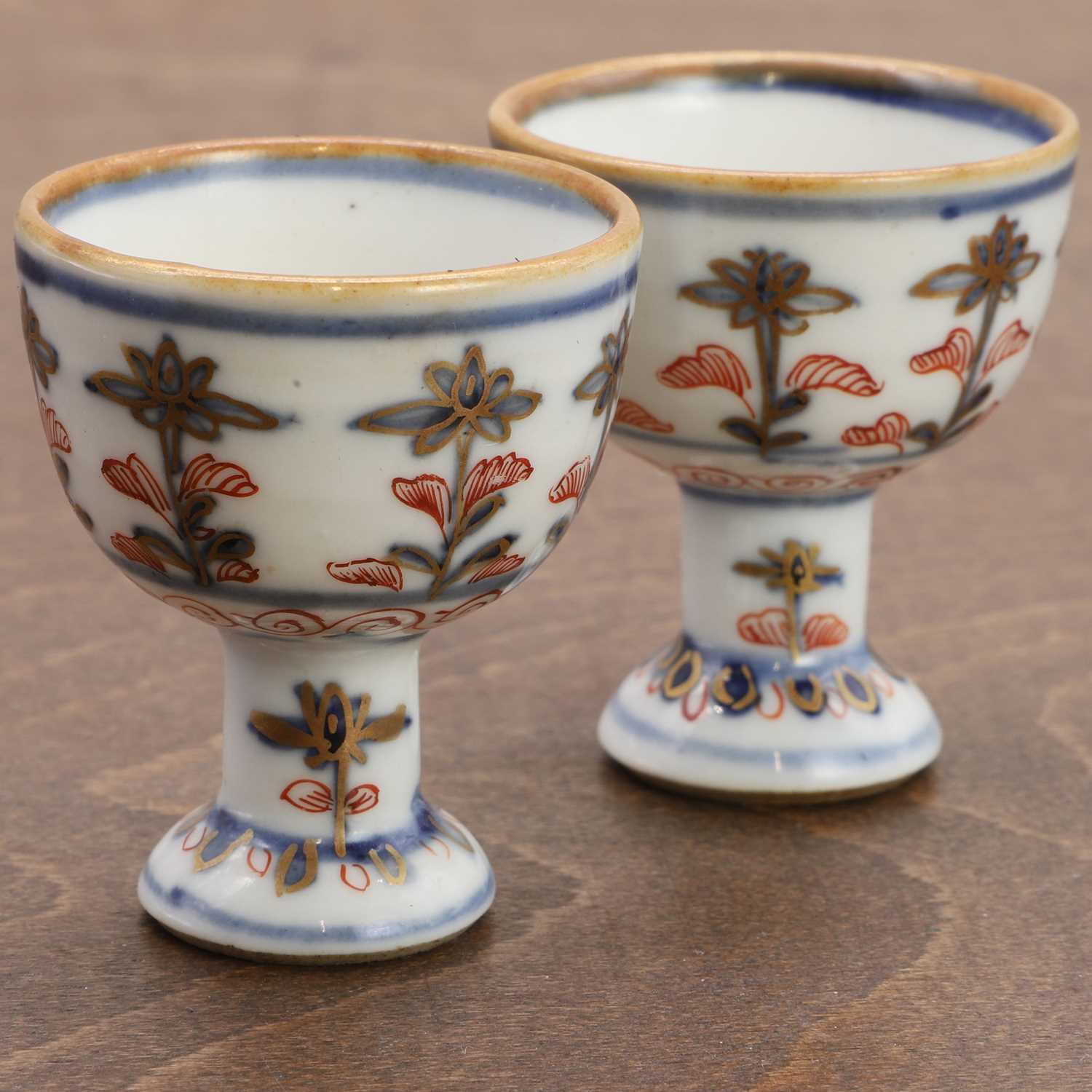 A pair of Chinese stem cups, - Image 7 of 7