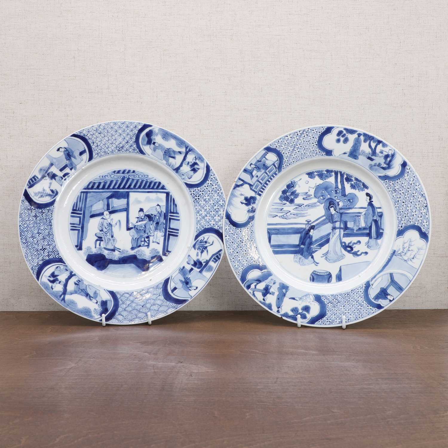 Two Chinese blue and white plates,