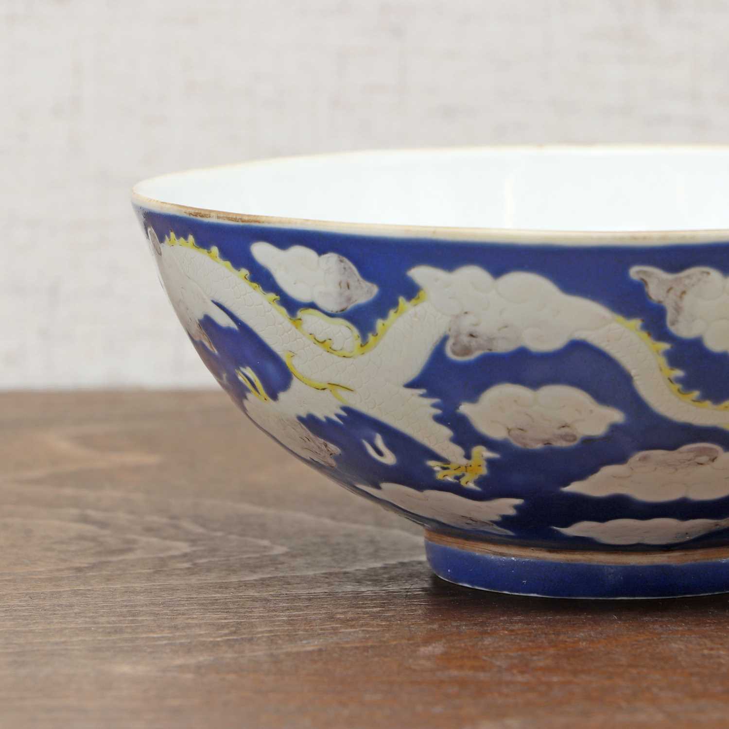 Three Chinese blue-ground white-enamelled bowls, - Bild 5 aus 6