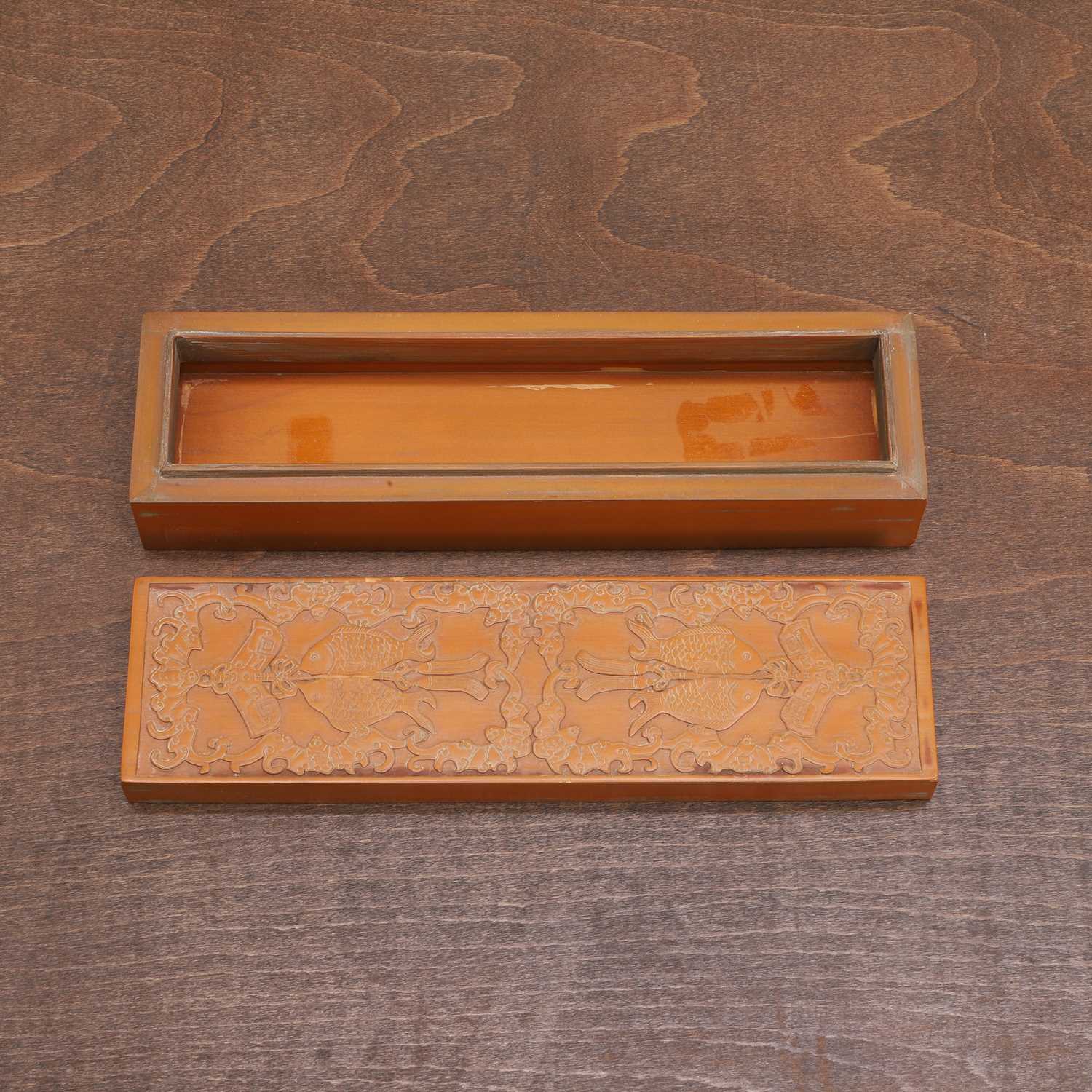 A Chinese bamboo-veneered box and cover, - Image 5 of 8