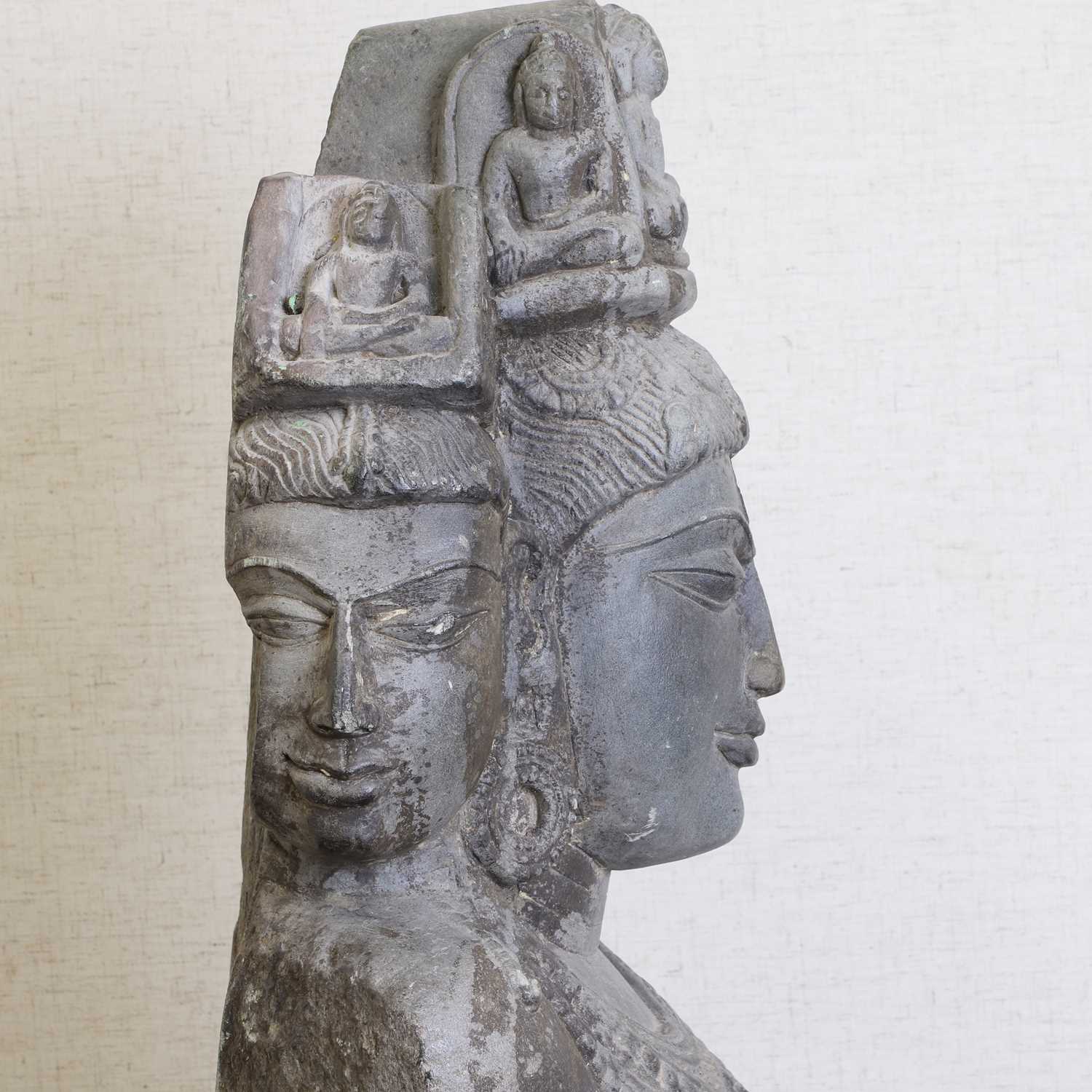 An Indian grey schist head of the Hindu trimurti, - Image 6 of 7