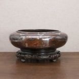 A Japanese bronze incense burner,
