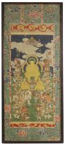 A large impressive Japanese gouache painting,