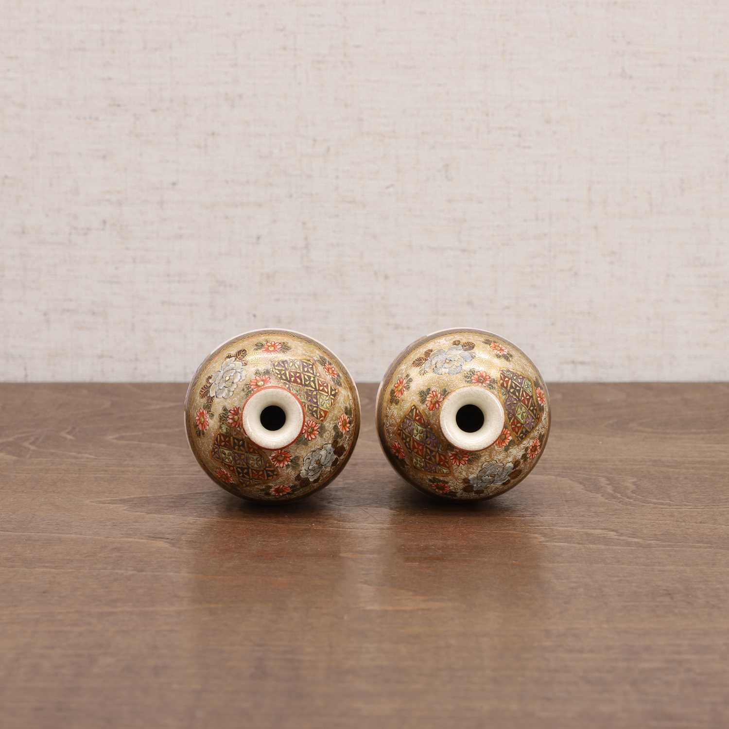A pair of Japanese Satsuma ware vases, - Image 6 of 9