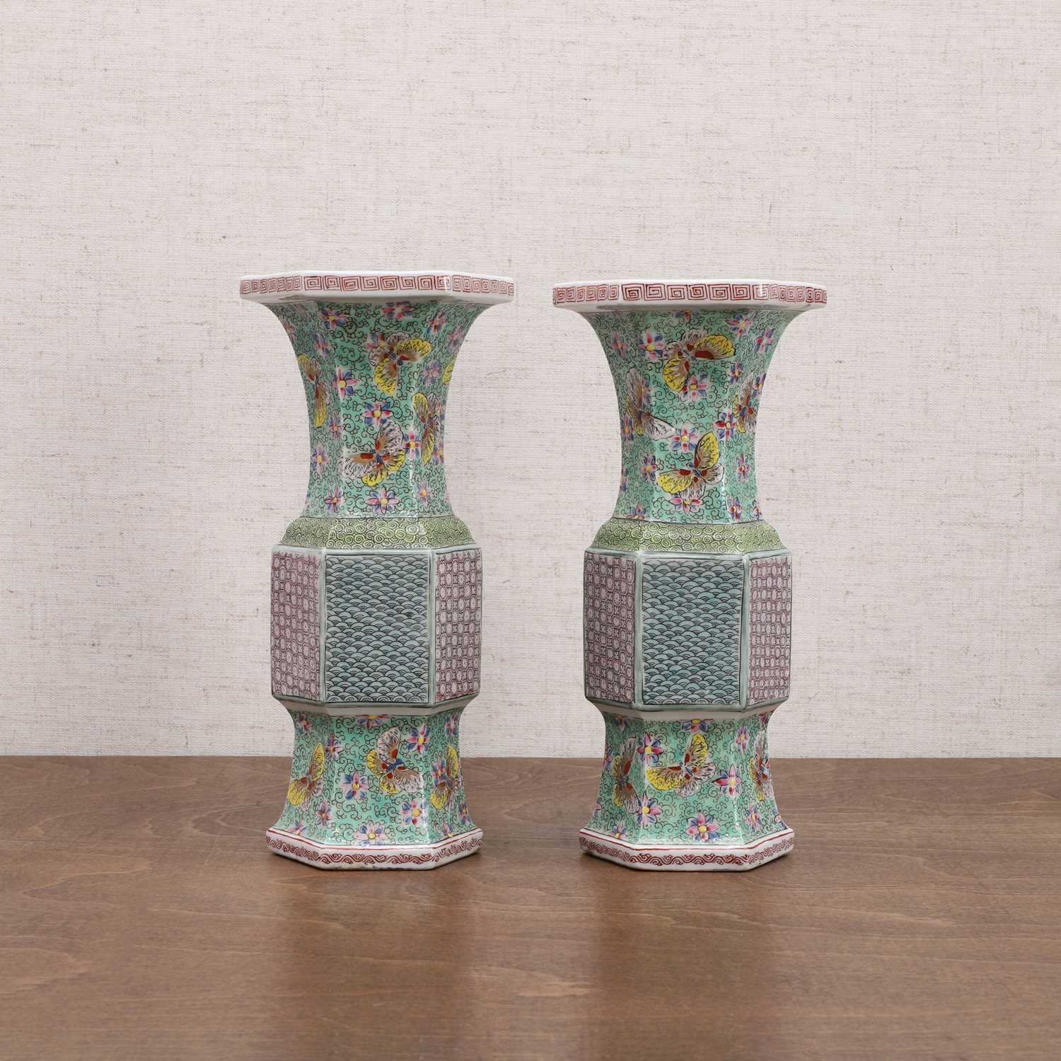 A pair of Chinese famille rose vases, - Image 3 of 11