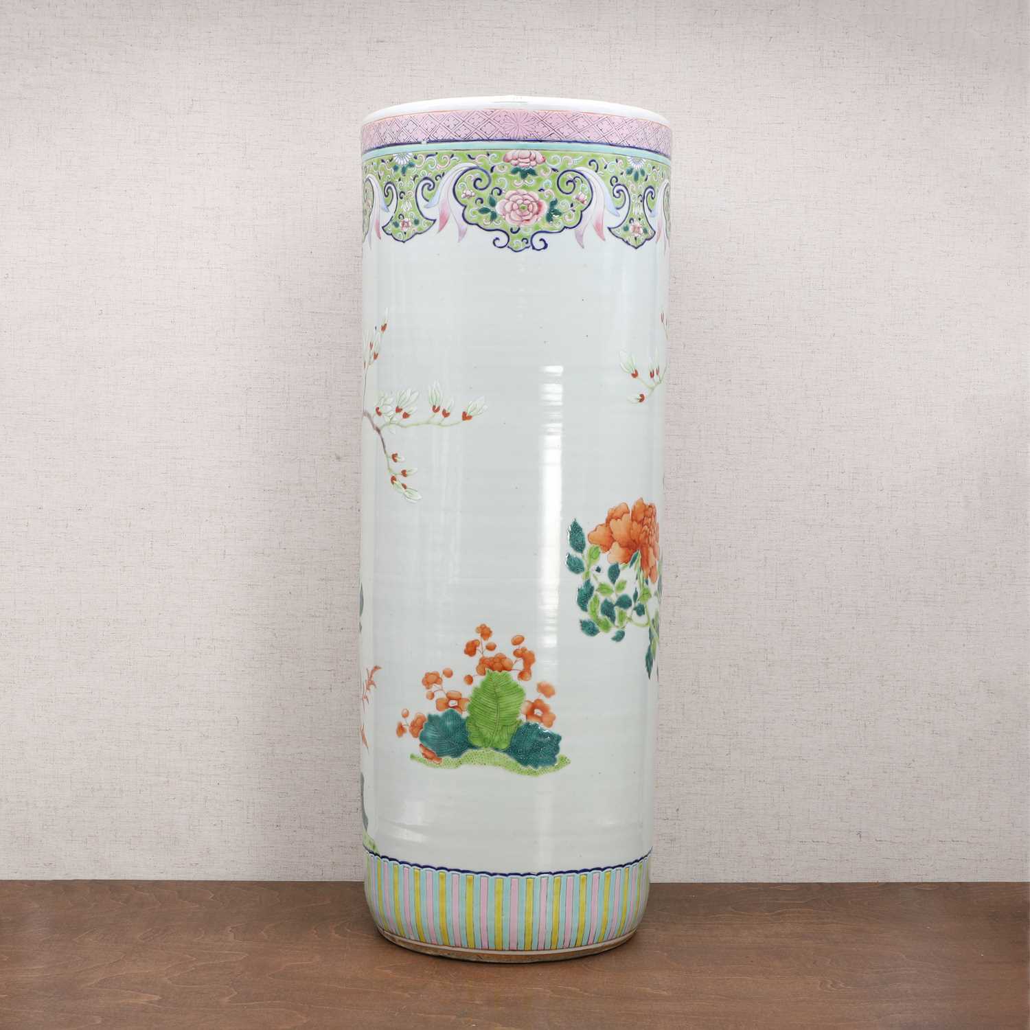 A Chinese famille rose umbrella stand, - Image 3 of 8