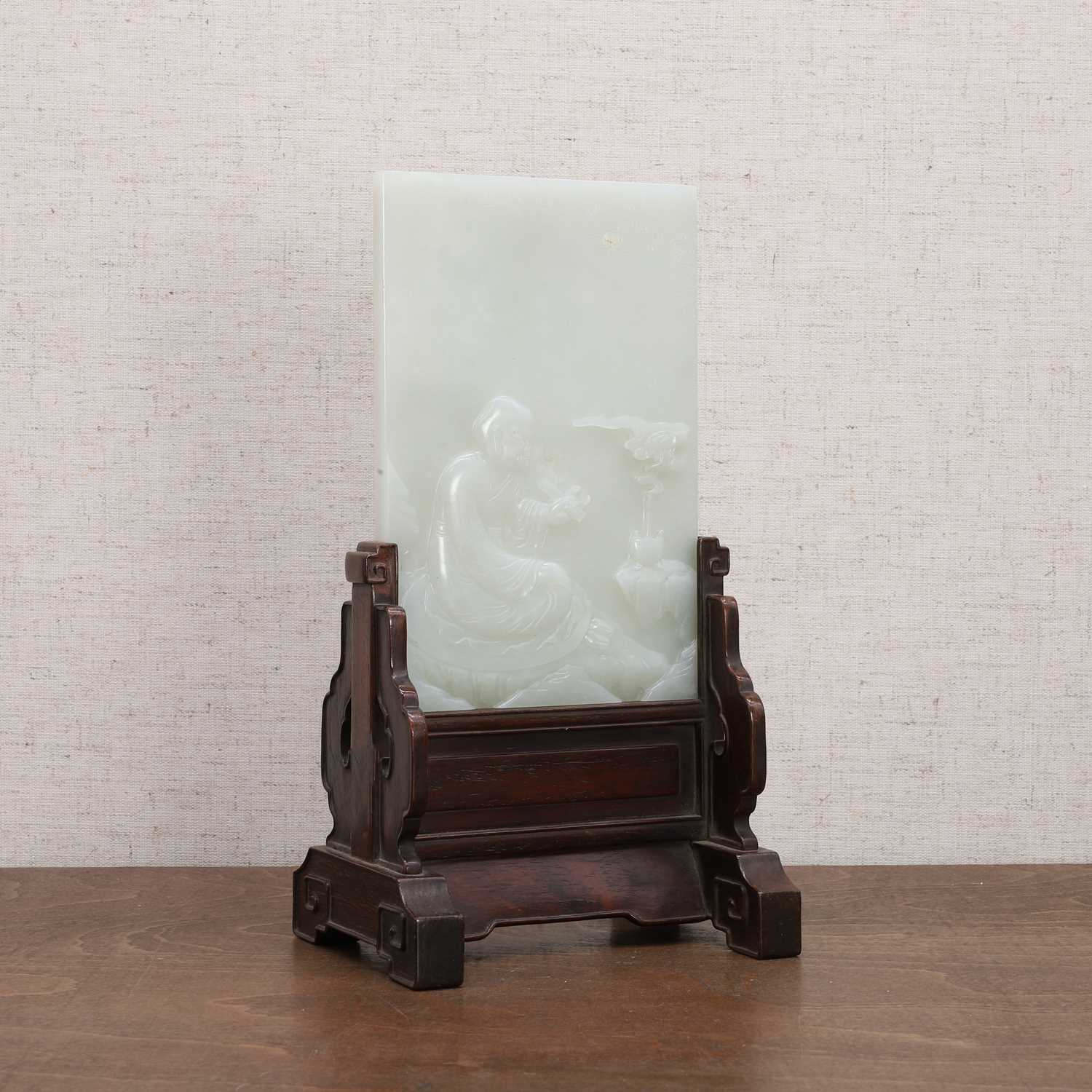 A Chinese jade table screen, - Image 2 of 8