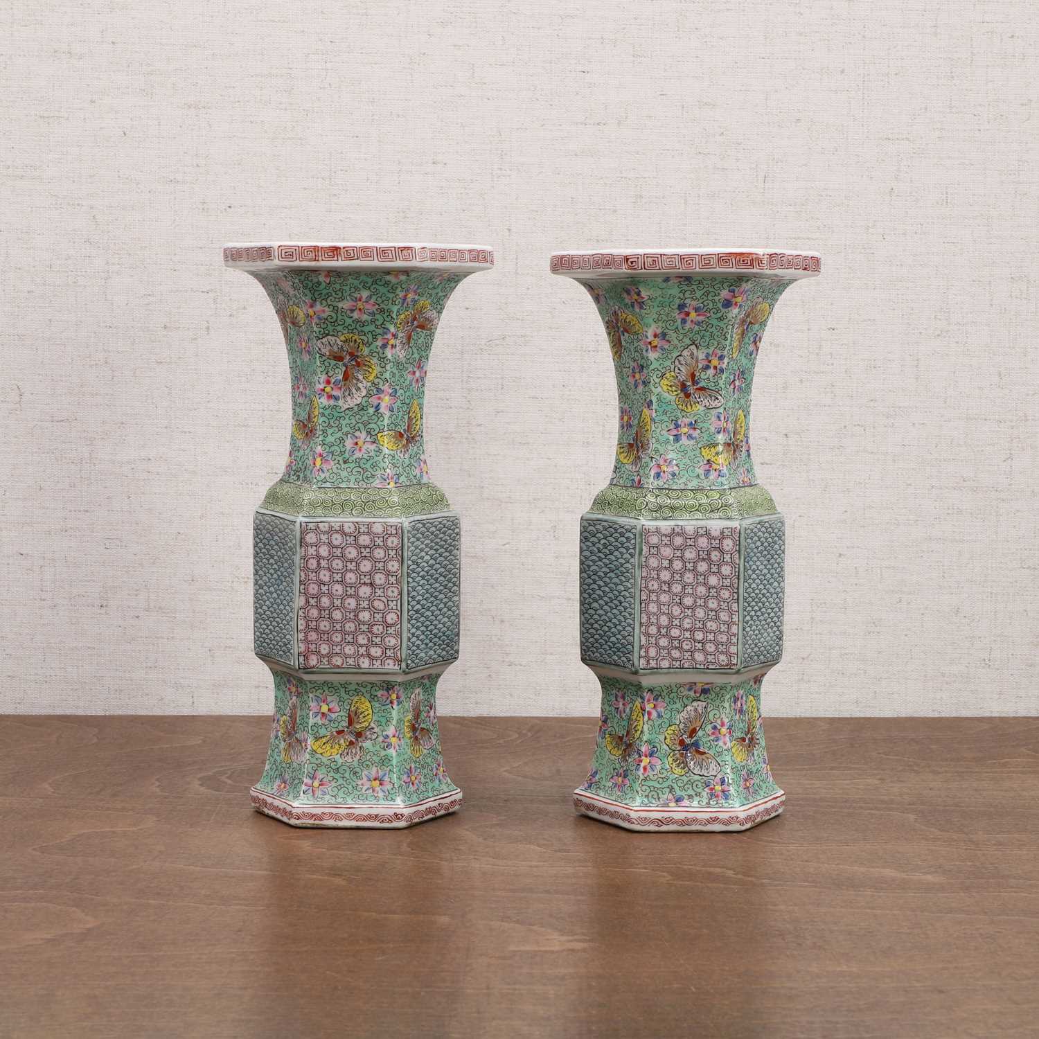 A pair of Chinese famille rose vases, - Image 7 of 11