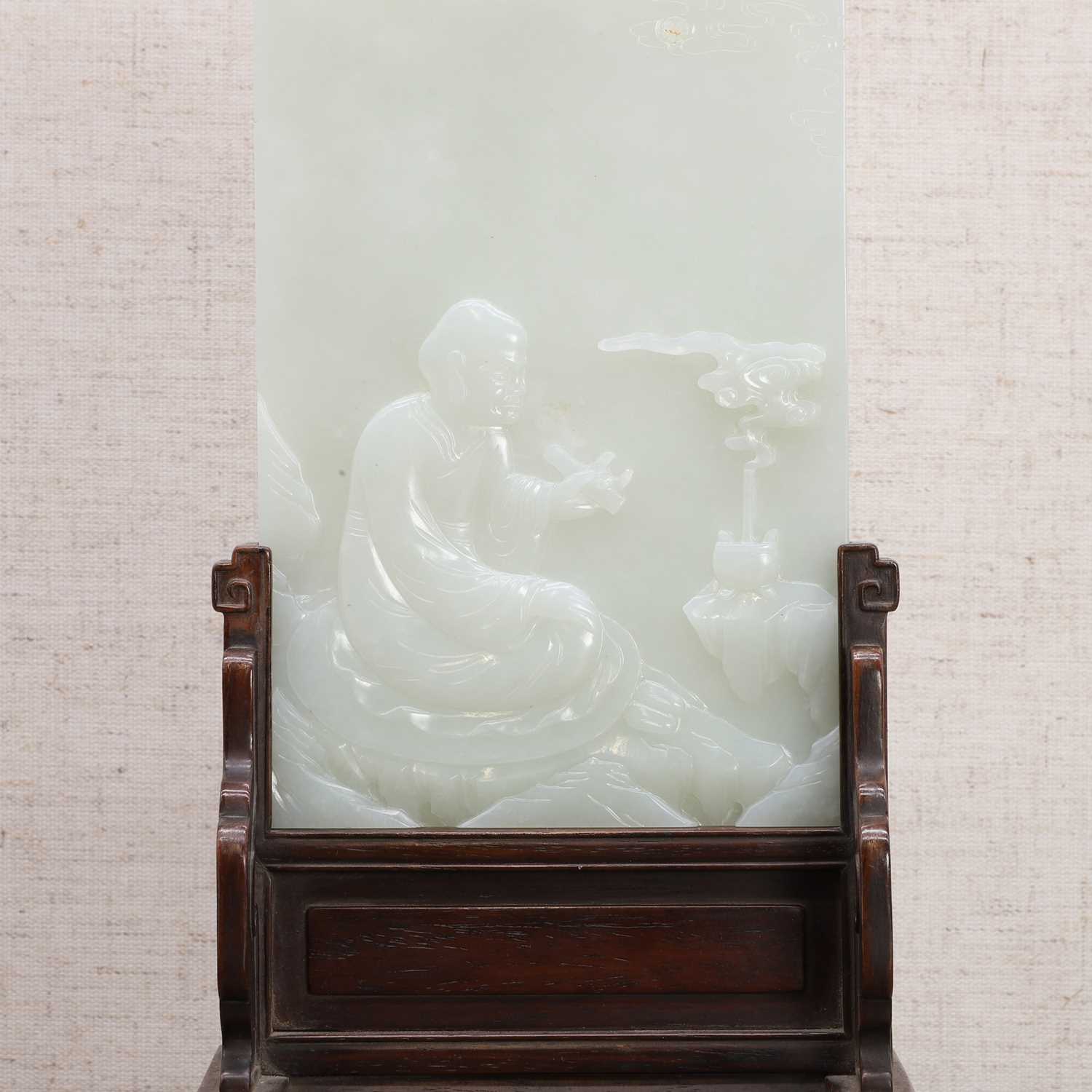 A Chinese jade table screen, - Image 5 of 8