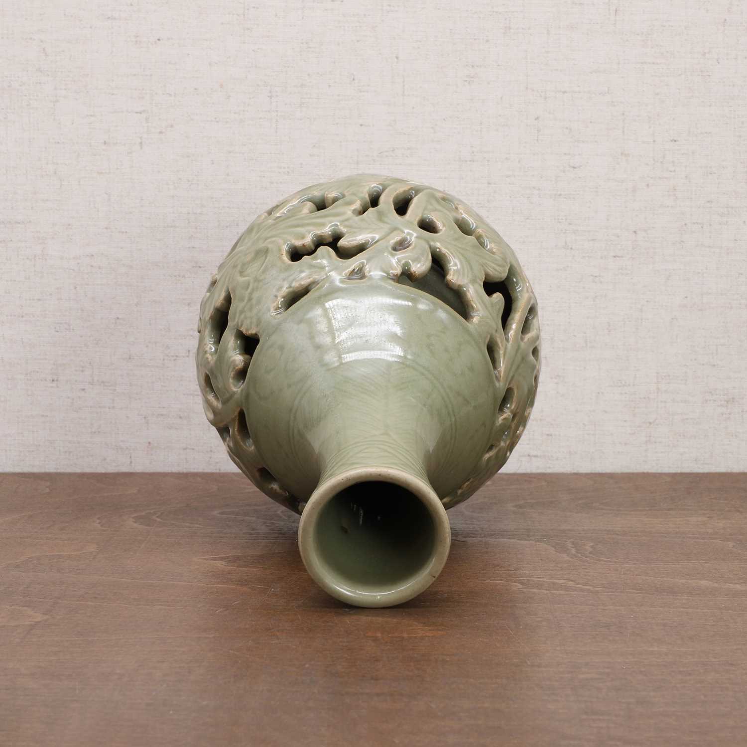 A Chinese reticulated Longquan yuhuchun vase, - Image 7 of 11