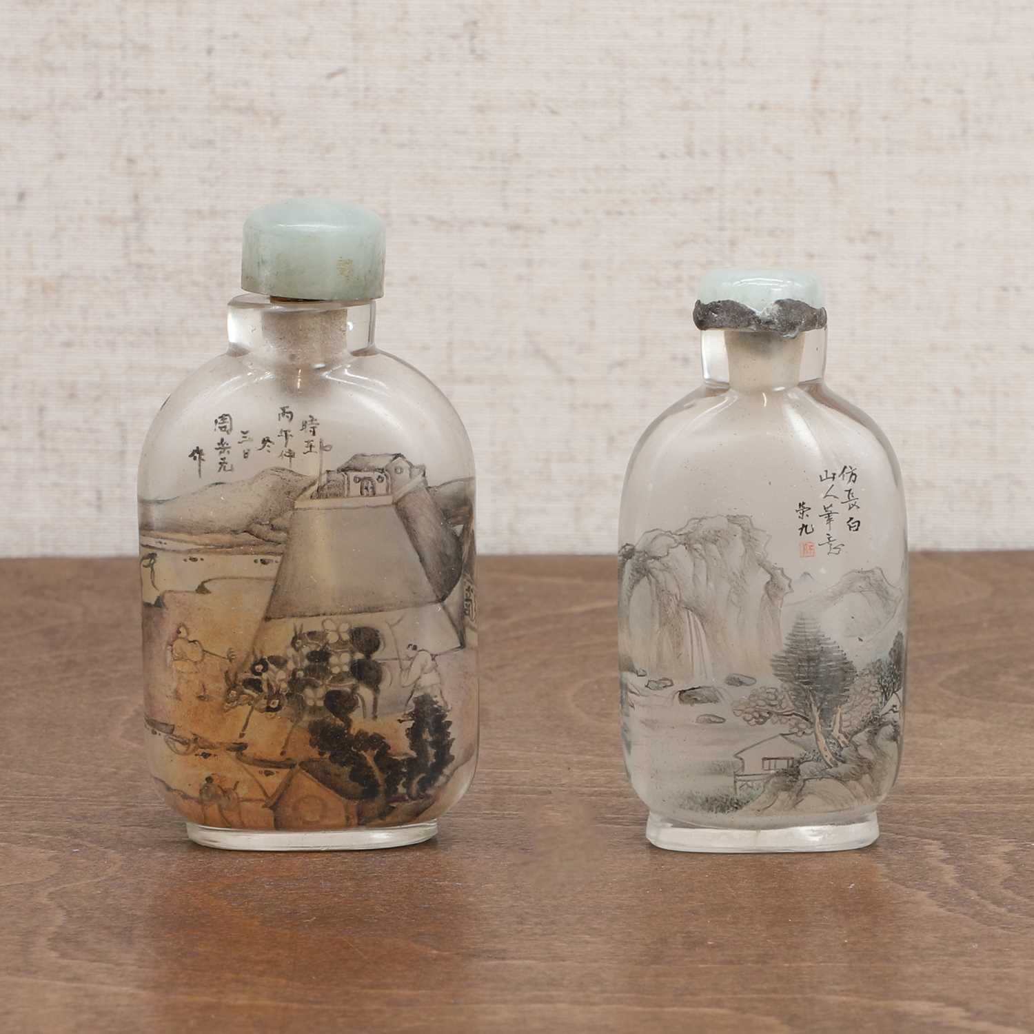 Two Chinese inside-painted snuff bottles,