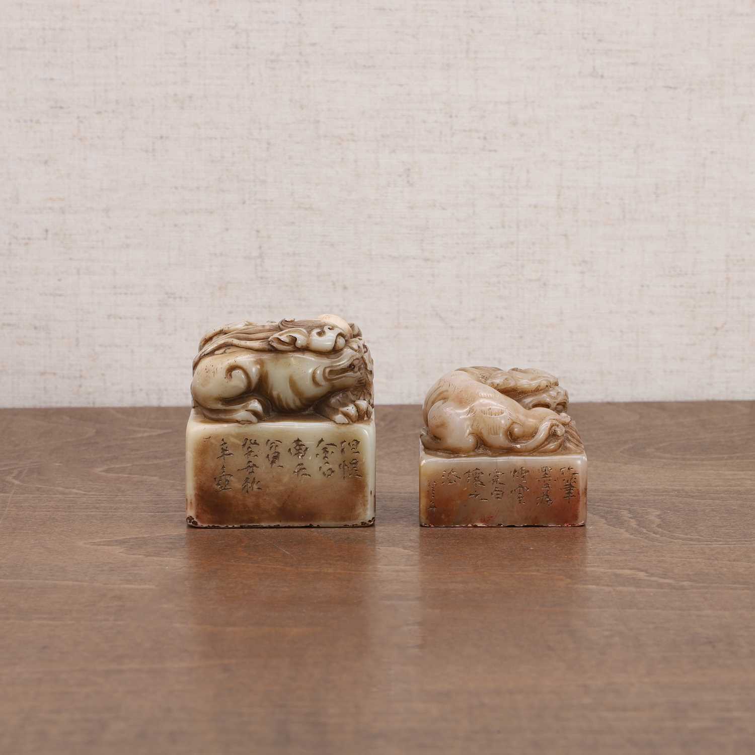 Two Chinese soapstone seals, - Image 4 of 8