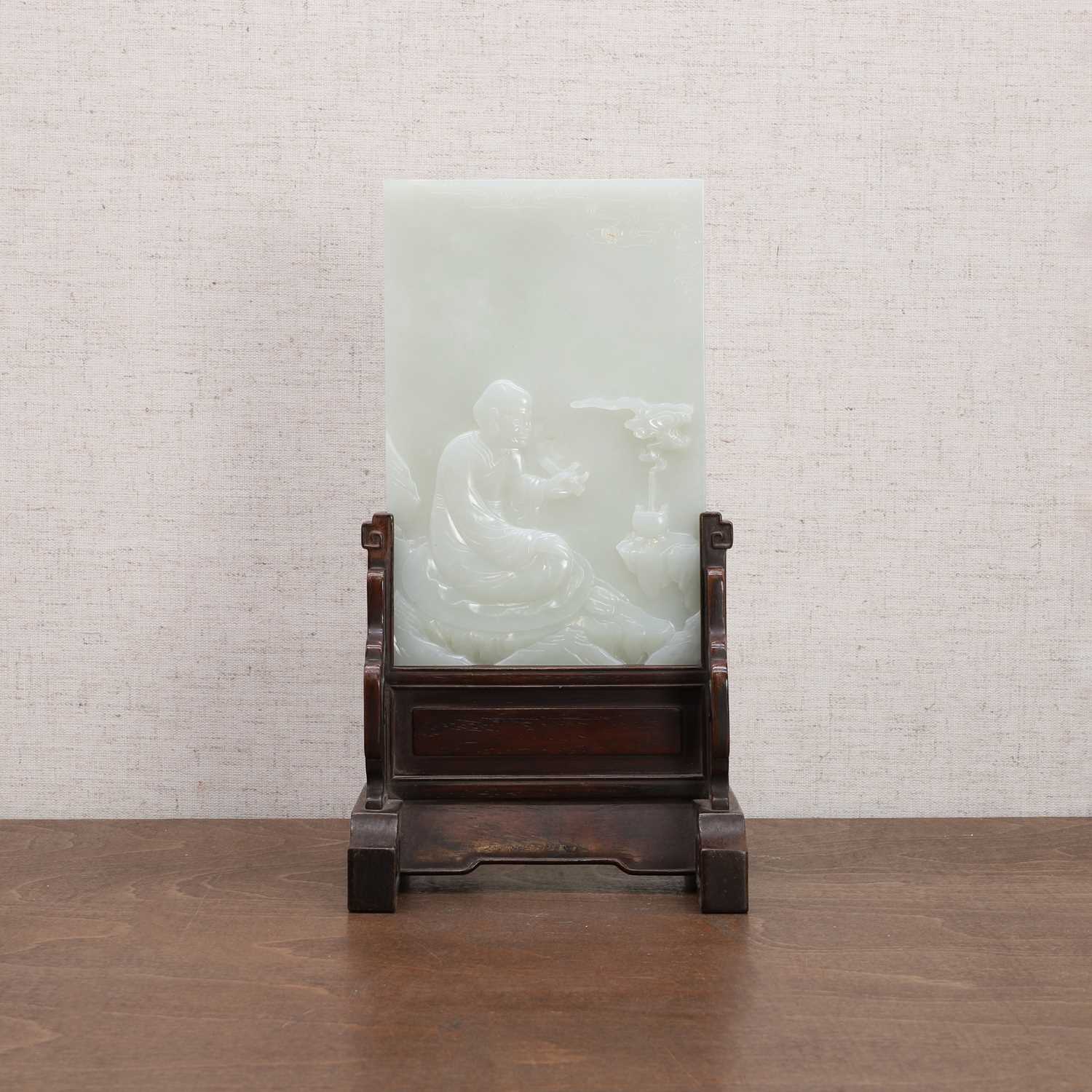 A Chinese jade table screen,