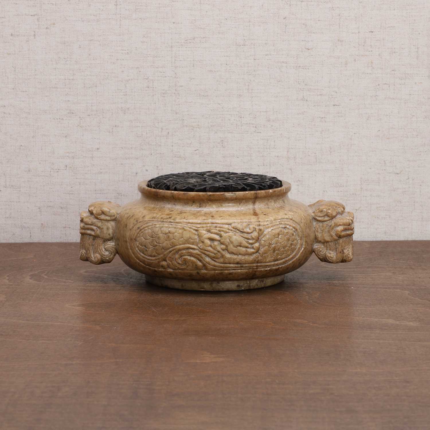 A Chinese soapstone incense burner,