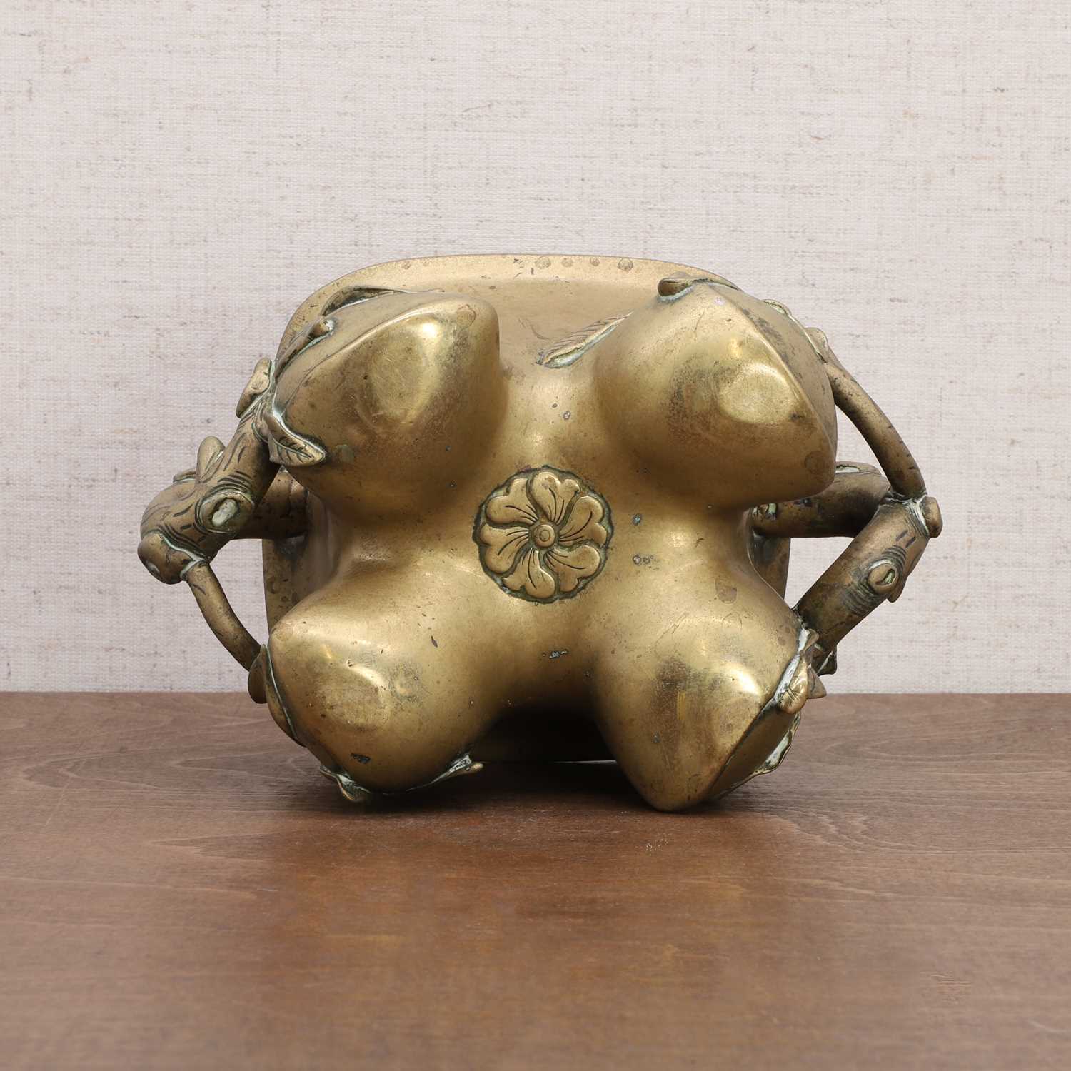 A Chinese brass incense burner, - Image 6 of 8