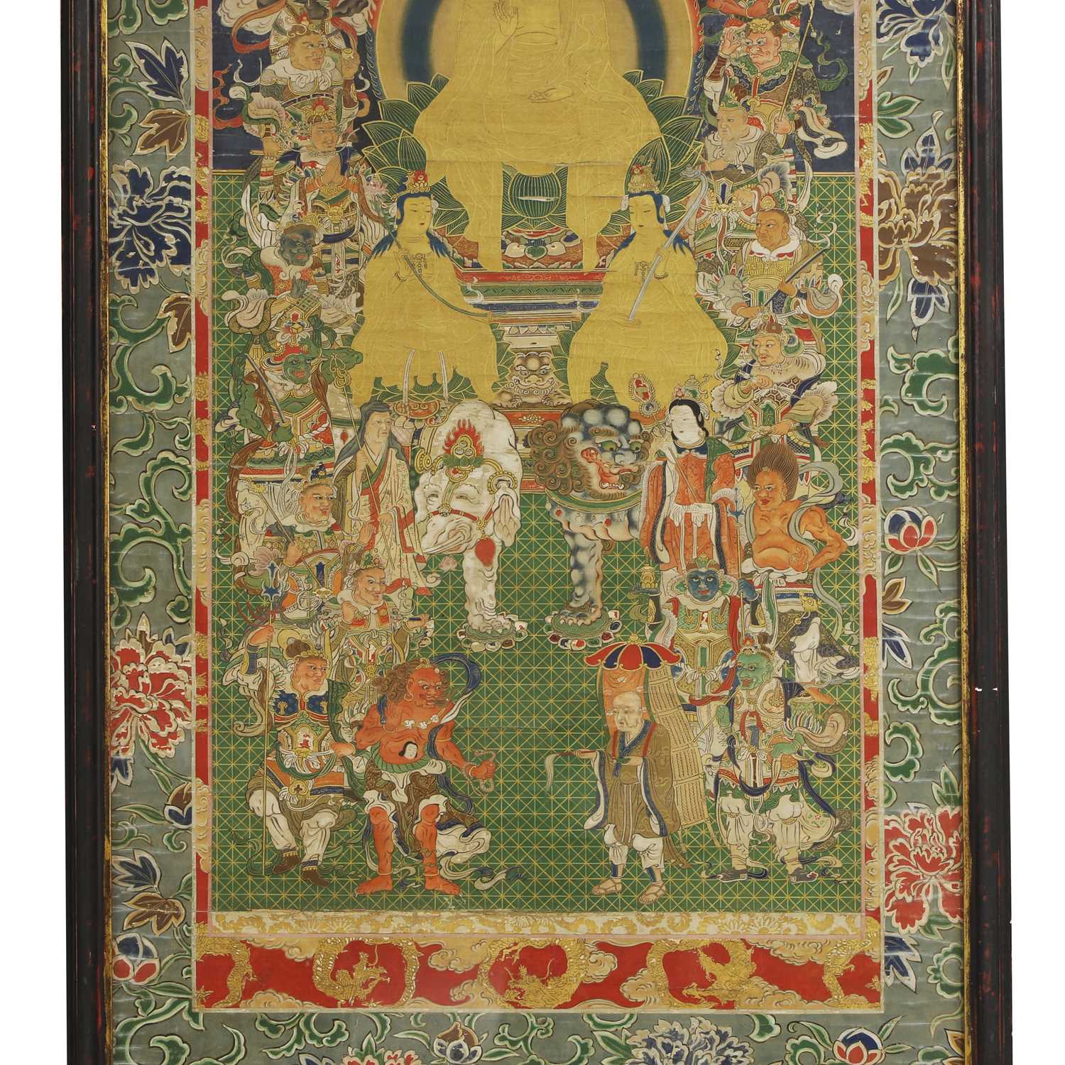A large impressive Japanese gouache painting, - Image 2 of 4