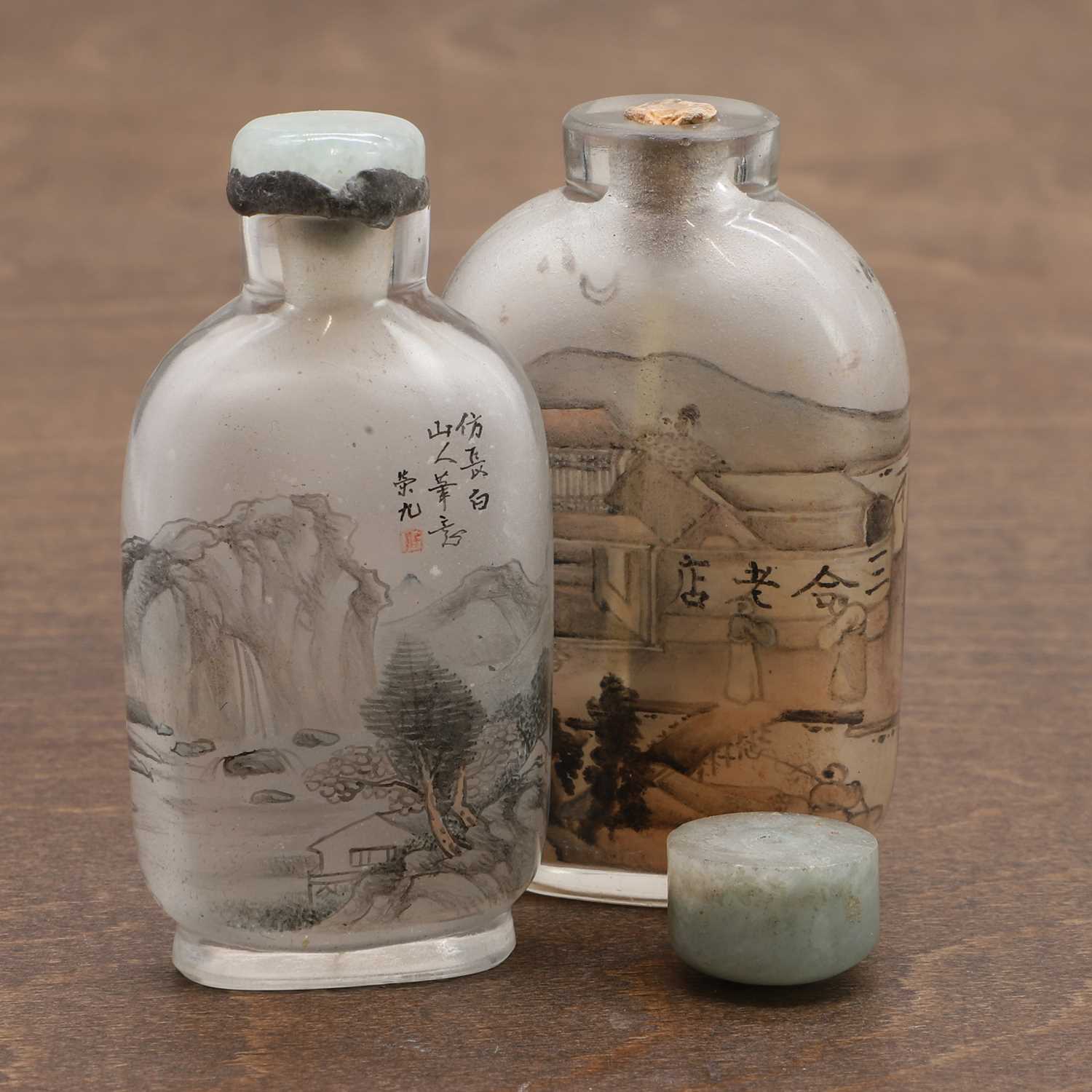 Two Chinese inside-painted snuff bottles, - Image 5 of 7