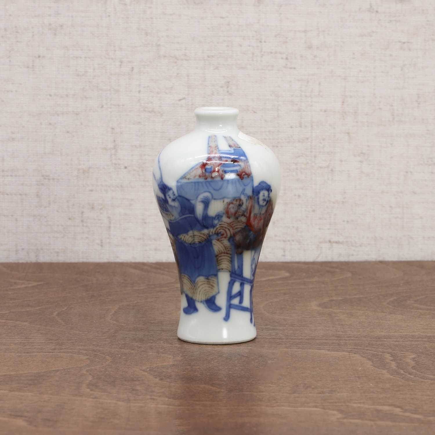 A Chinese copper-red and underglaze-blue snuff bottle,