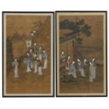 A pair of Chinese gouache paintings,