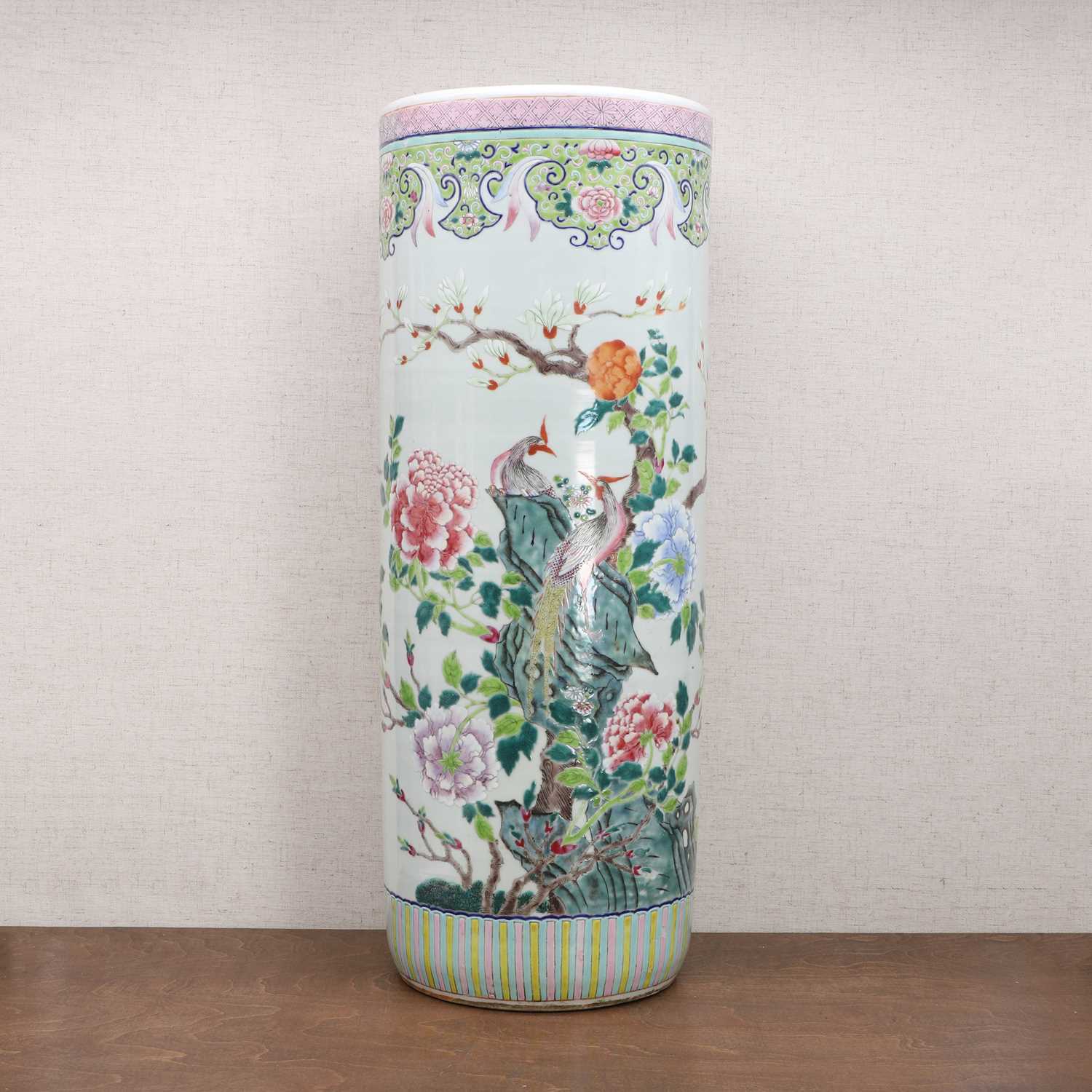 A Chinese famille rose umbrella stand,