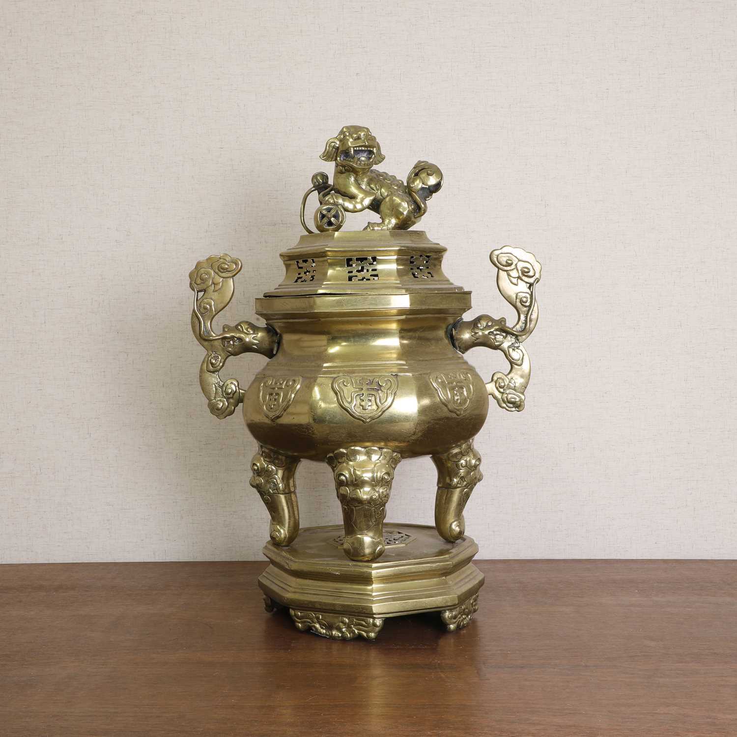 A Chinese brass incense burner,