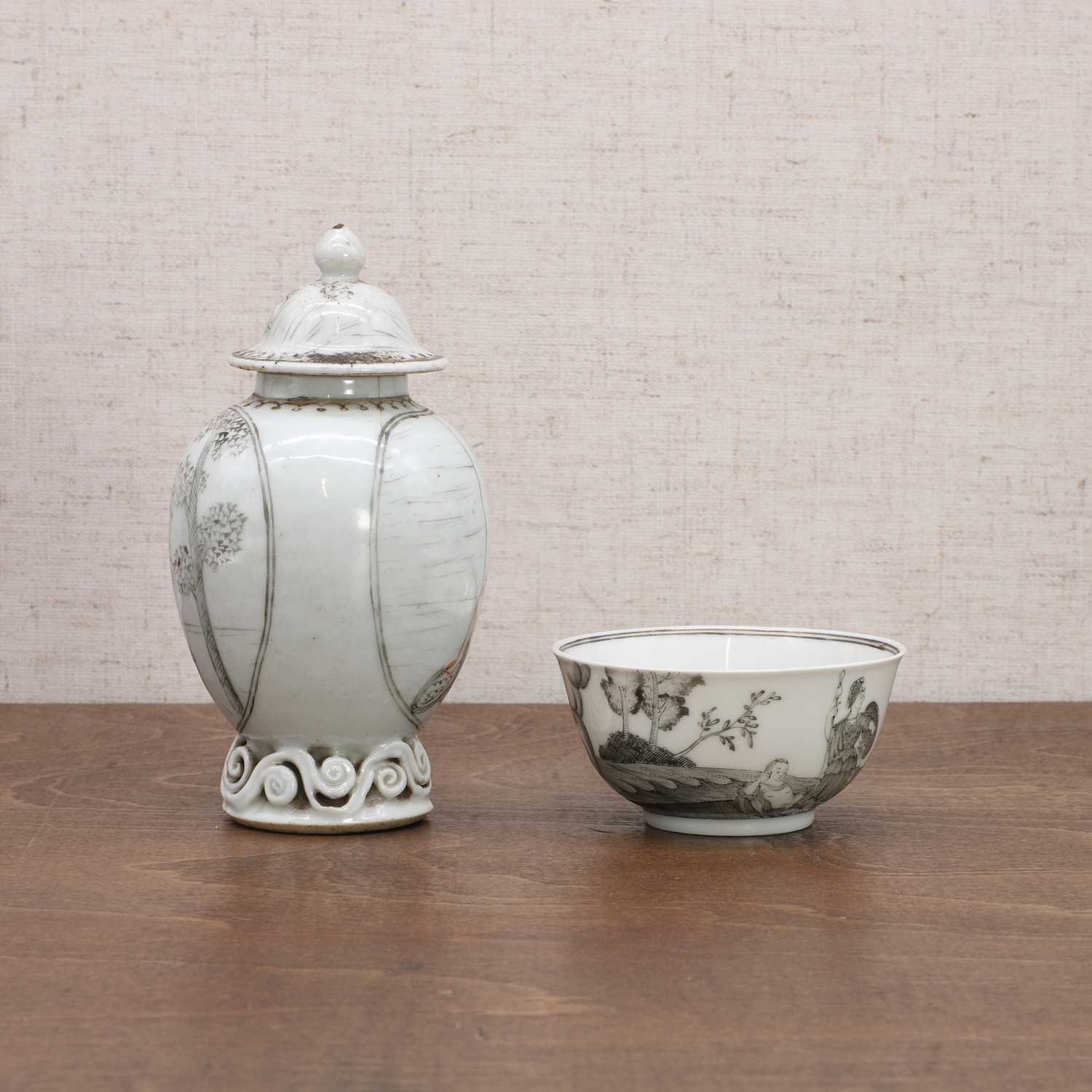 A group of Chinese export en grisaille porcelain, - Image 2 of 9