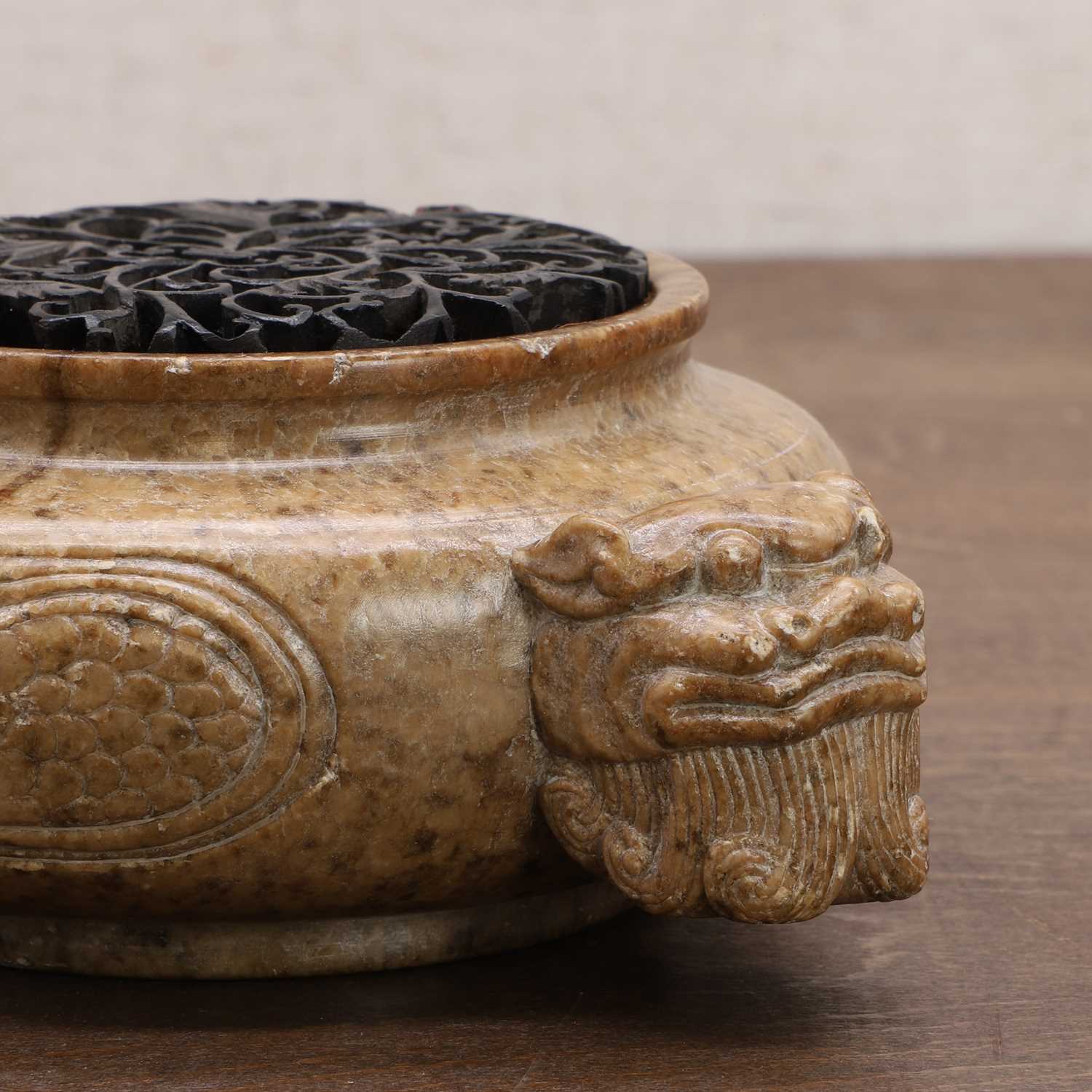 A Chinese soapstone incense burner, - Image 9 of 9