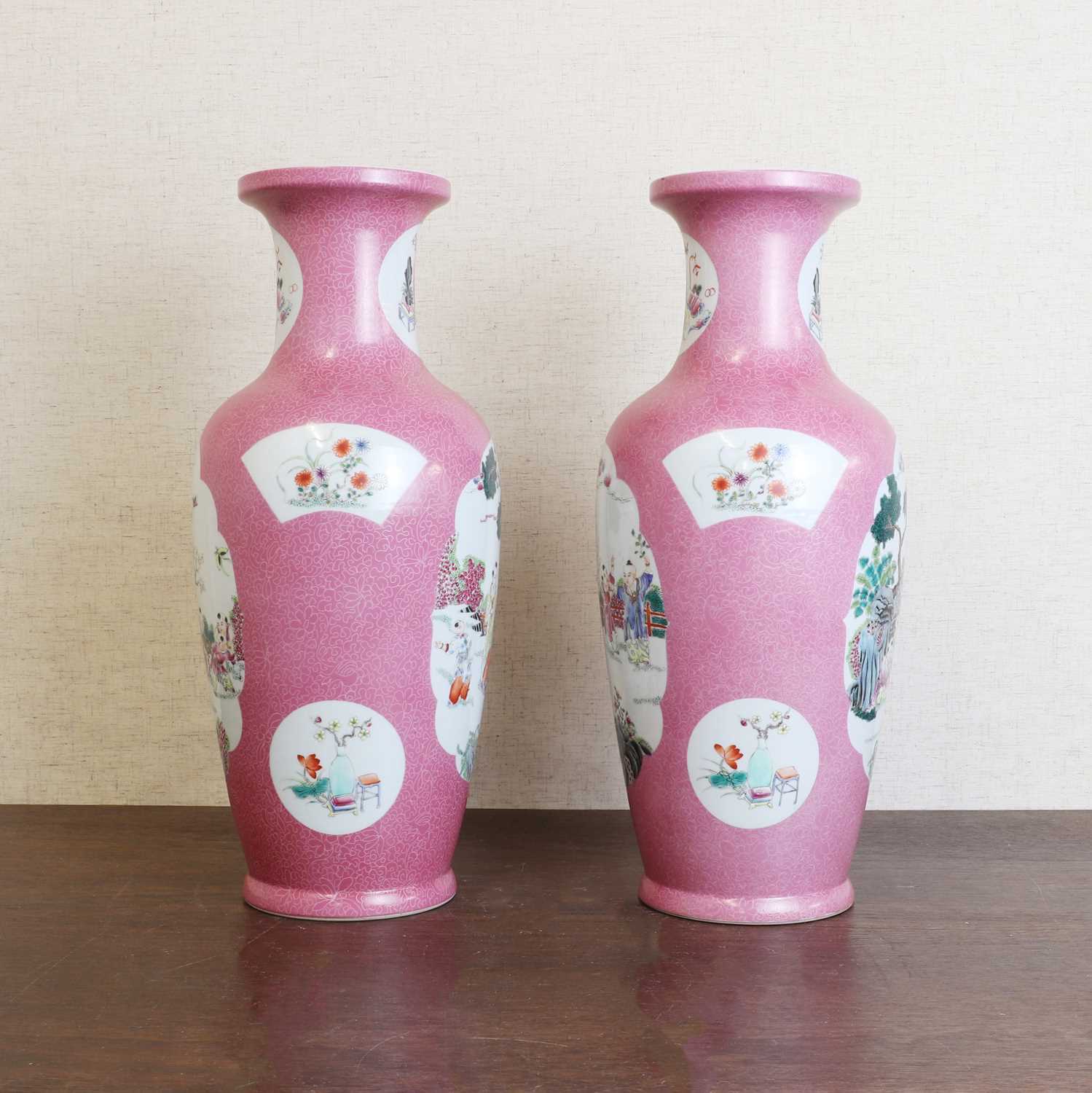 A pair of Chinese famille rose vases, - Image 4 of 9