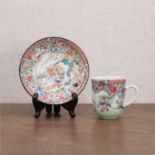A Chinese export famille rose cup and saucer,