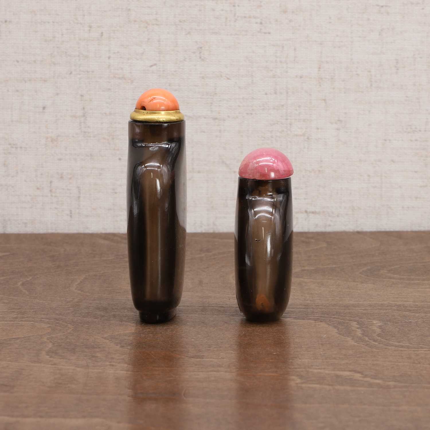 Two Chinese smoky quartz snuff bottles, - Image 4 of 7