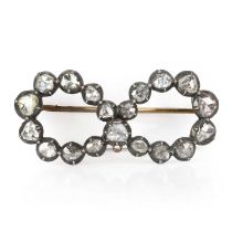 A Georgian graduated rose cut diamond bow loop brooch,