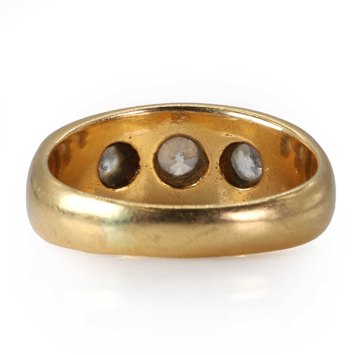 An early 20th-century 18ct gold three stone diamond ring, - Image 3 of 3