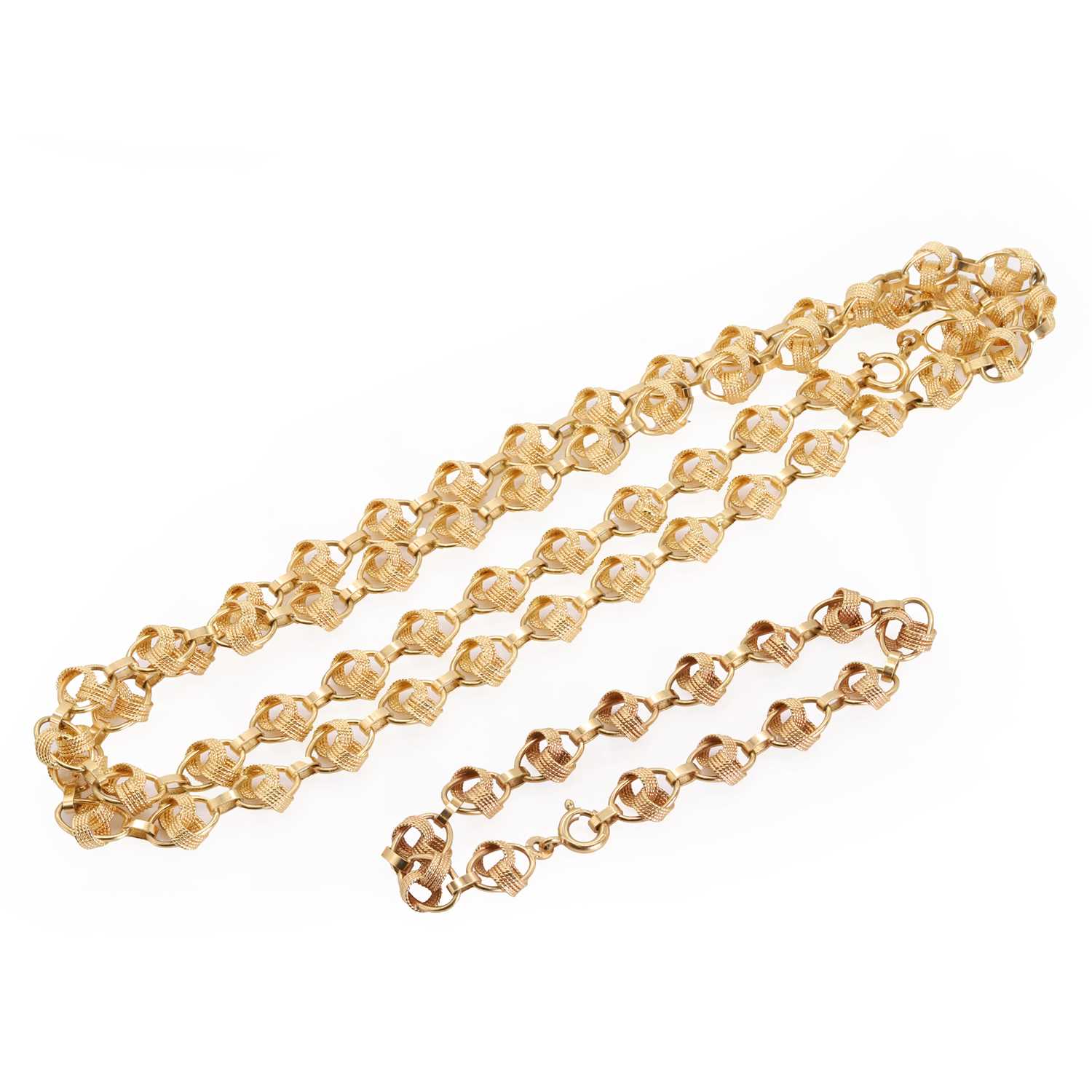 An 18ct gold fancy link necklace and bracelet set, by UnoAErre,