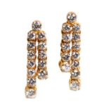 A pair of diamond drop earrings,