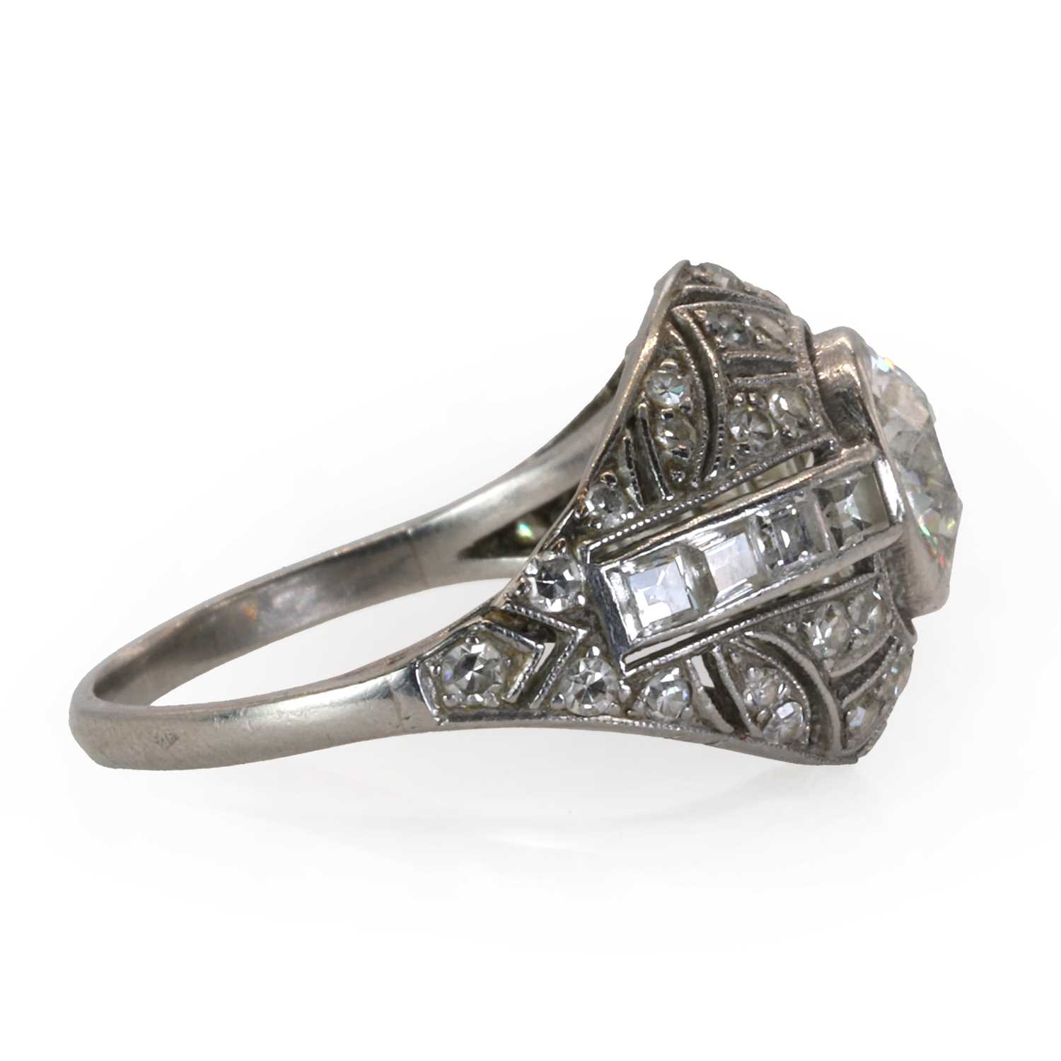 A French Art Deco platinum and diamond bombé ring, - Image 4 of 7