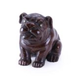 A hardstone model of a seated Bulldog, probably by Fabergé, c.1900,